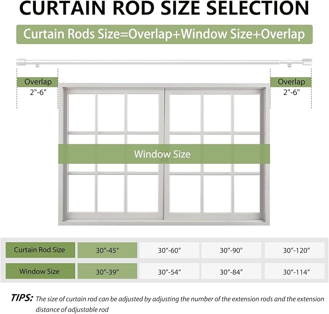 5/8” Diameter Curtain Rods 30-45 Inch, - Image 2