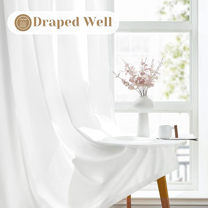 HOMEIDEAS Non-See-Through White Privacy Sheer Curtains, 52 X 72 Inches Long 2 - Image 7