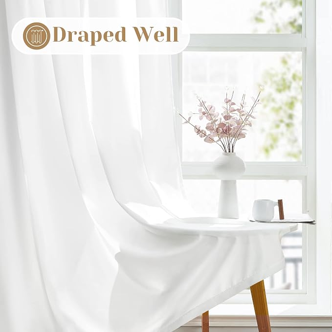 HOMEIDEAS Non-See-Through White Privacy Sheer Curtains, 52 X 96 Inches Long 2 - Image 7