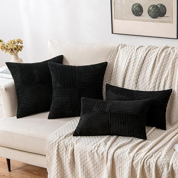 MIULEE Black Decorative Euro Sham Pillow Covers 24x24 Inch - Image 4