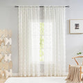YJ YANJUN Vintage Lace Curtains Ivory Floral 105 inch Curtains 2 Panels by YJYANJUN