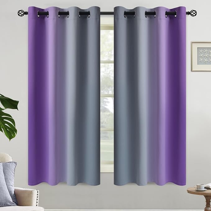 Yakamok Ombre Purple and Grey Curtains - Image 2