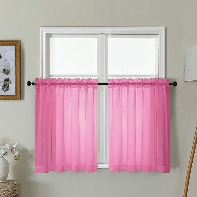 Gwine Short Kitchen Sheer Curtains 30 Inch Length by Gwine