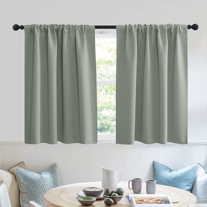 RYB HOME Blackout Bathroom Window Curtains, Short Thermal Insulated Heat by RYBHOME