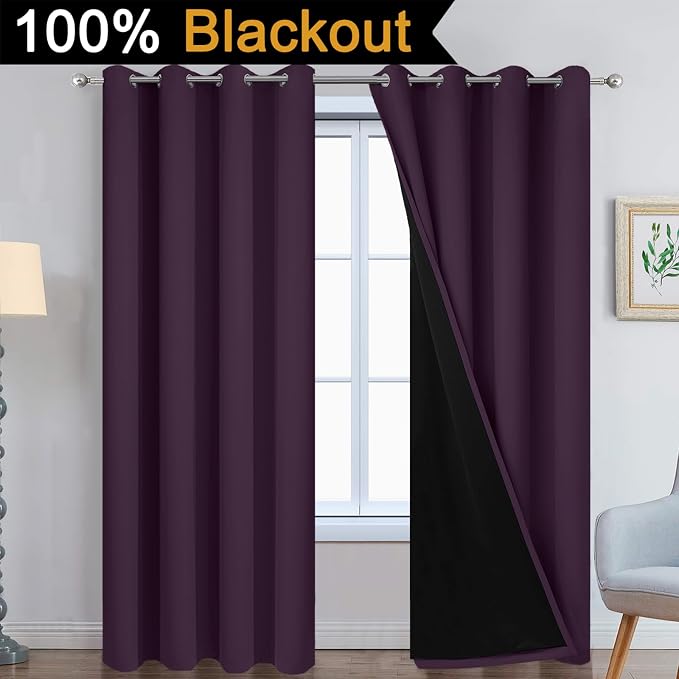Yakamok 100% Blackout Curtains 84 Inches Long, 2 Thick Layers Heat and Full - Image 2