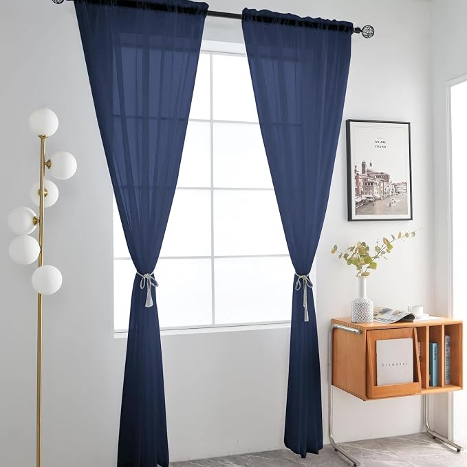 SpaceDresser Sheer Voile Window Treatment Rod Pocket Curtain Panels - Image 2