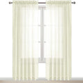 DWCN Ivory Sheer Curtains Semi Transparent Voile Rod Pocket Curtains by DWCN