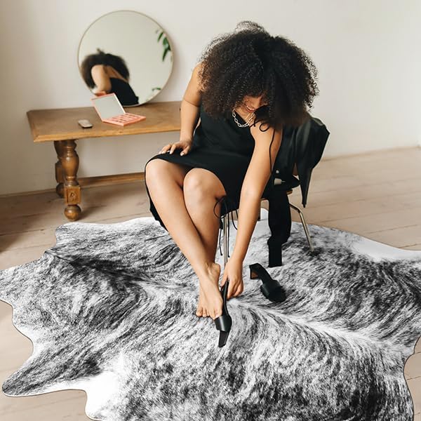 AROGAN Western Decor Faux Fur Cowhide Rug, 4 x 3 Feet Premium Animal Skin Cow - Image 8