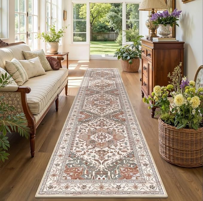 Yamaziot Washable Runner Rug, 2x10 Non-Slip Boho Vintage Hallway Rug Runner - Image 6