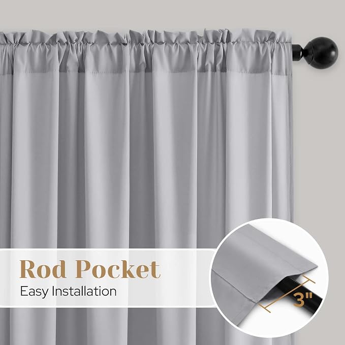 HOMEIDEAS Non-See-Through Light Grey Privacy Sheer Curtains, 52 X 45 Inches - Image 6