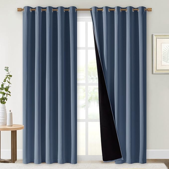 NICETOWN 100% Blackout Curtains 84 inches Long, Pair of Energy Smart & Noise by NICETOWN