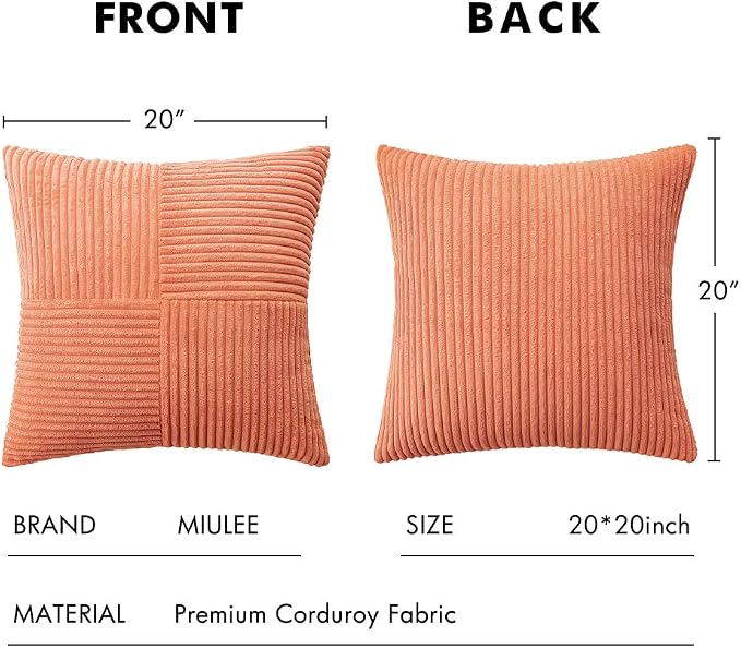 MIULEE Coral Red Decorative Throw Pillow Covers 20x20 Inch - Image 6