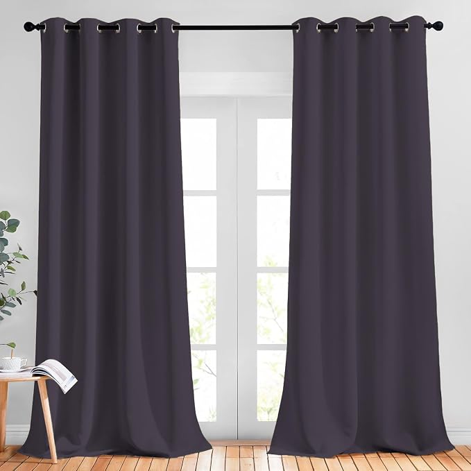 NICETOWN Greyish Purple Blackout Curtains 90 inches Long, Grommet Thermal by NICETOWN