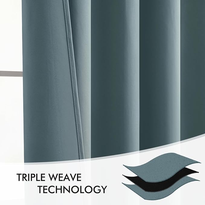 MIULEE Greyish Blue Back Tab Blackout Curtains 84 Inch Length 2 Panels Set - Image 7