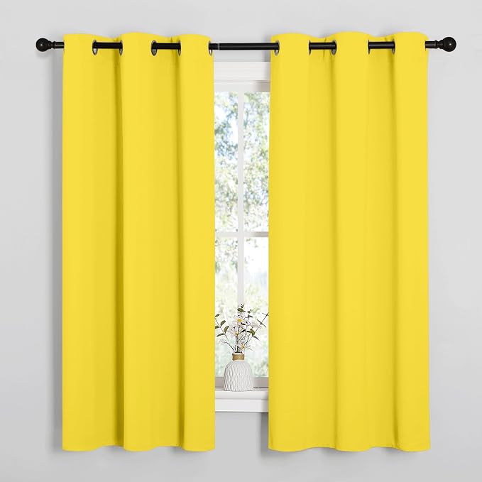 NICETOWN Bright Yellow Nursery Essential Thermal Insulated Solid Grommet Top by NICETOWN