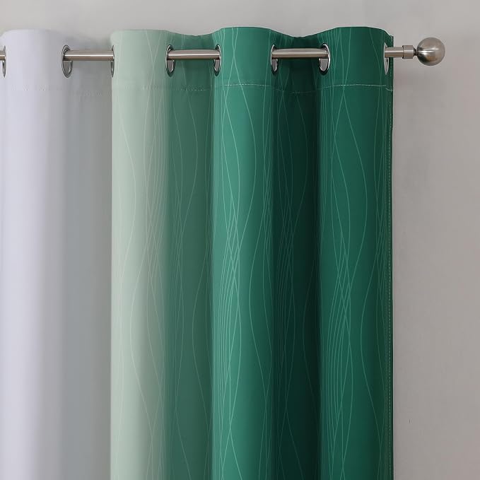 Estelar Textiler Green and Greyish White Gradient Blackout Curtains 102 Inches - Image 4