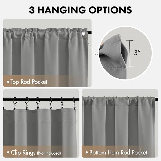 MIULEE 84 Inch Length Light Grey Blackout Bedroom Curtains Set of 4 | Thermal - Image 6