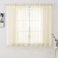 MIULEE Short Sheer Curtains 45 Inches Long, Light Cream Light Filtering Voile by MIULEE