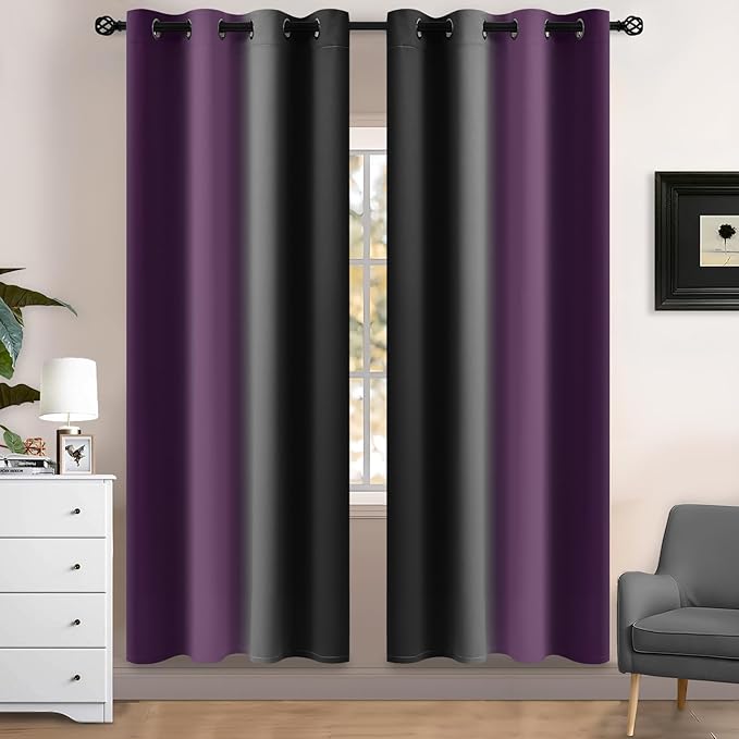Yakamok Blackout Ombre Purple and Black Curtains by Yakamok