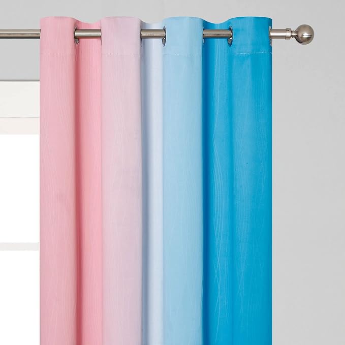 Ombre Pink and Blue Blackout Curtains 54 Inches Long, Full Light Blocking - Image 4
