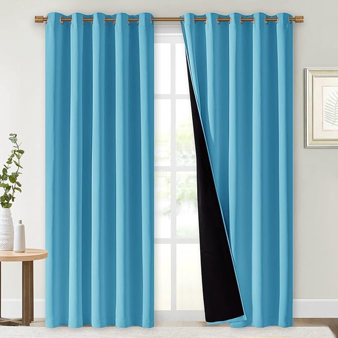 NICETOWN 100% Blackout Window Curtain Panels, Teal Blue, Cold and Full Light by NICETOWN