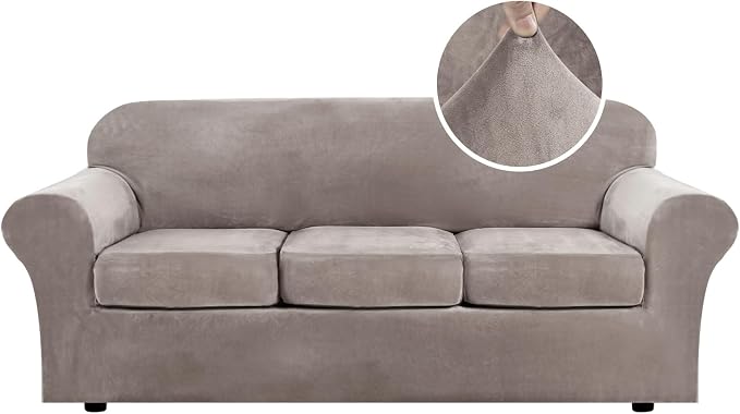 H.VERSAILTEX Modern Velvet Plush High Stretch Sofa Slipcover Furniture by HVERSAILTEX