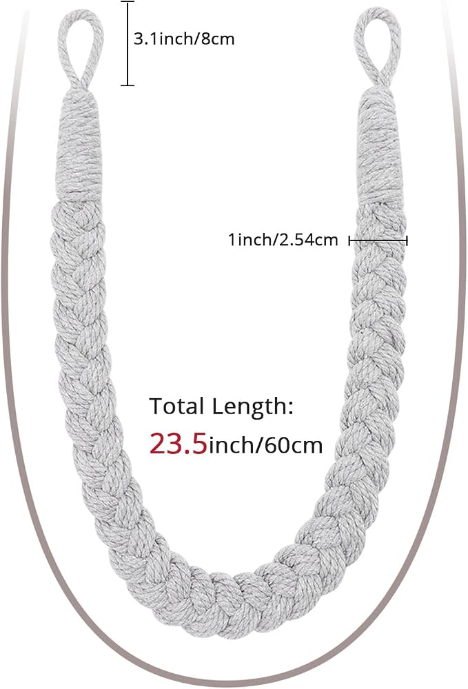 NICEEC 2 Pack Natural Cotton Rope Curtain Tiebacks Elegant Boho Style - Image 3