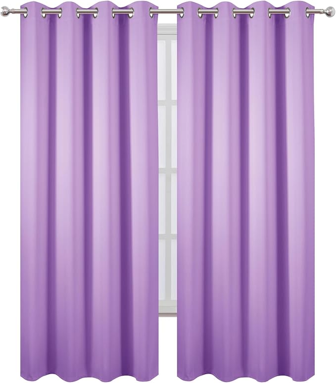 LEMOMO Blackout Curtains 52 x 90 Inch Long Lavender Curtains Set of 2 Panels - Image 2