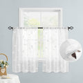HOMEIDEAS White Sheer Kitchen Curtains 30 X 24 Inch Length 2 Panels Embroidered by HOMEIDEAS