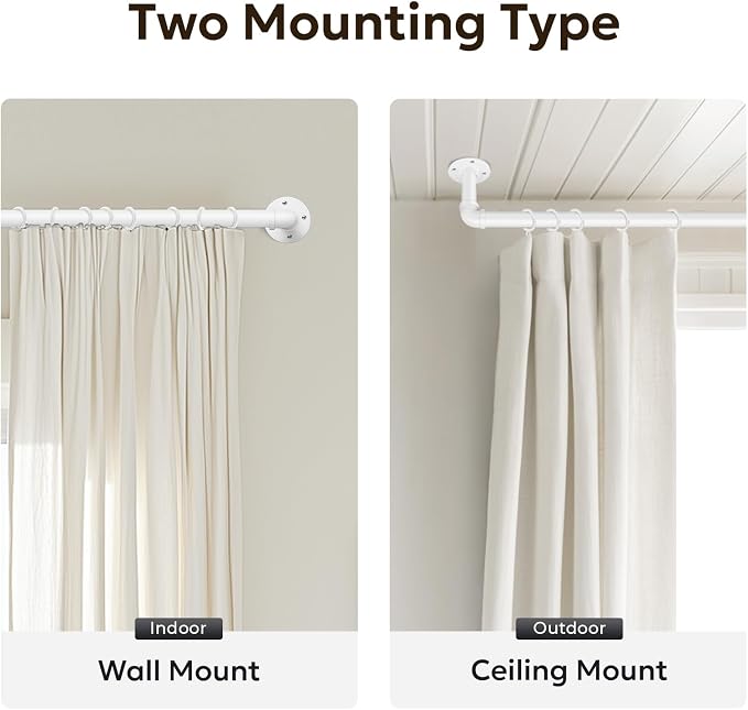 Zeerobee Curtain Rods for Windows 72 to 144, 1 Inch Industrial Wrap Around - Image 5