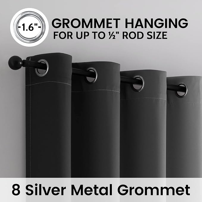 SimpleHome Black and Greyish White Blackout Curtains - Image 3
