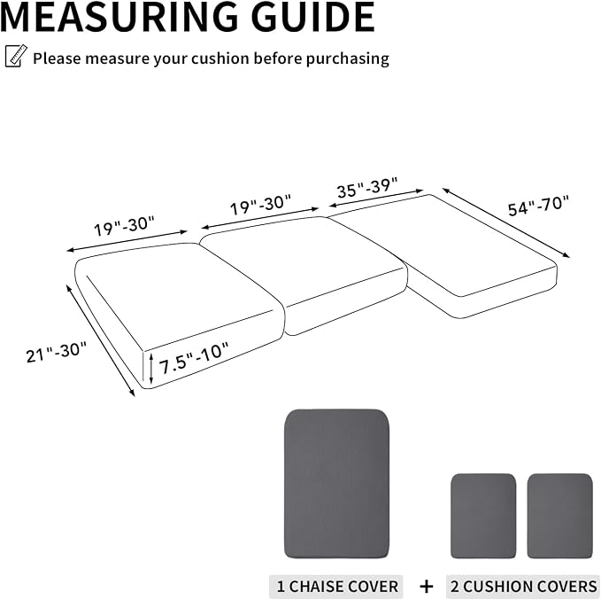 Easy-Going Stretch 3 Pieces Couch Cushion Covers - Image 2