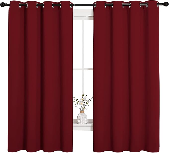 NICETOWN Christmas Burgundy Window Curtains Blackout Drapes, Thermal Insulated - Image 2