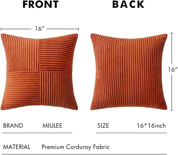 MIULEE Rust Decorative Throw Pillow Covers 16x16 Inch - Image 6