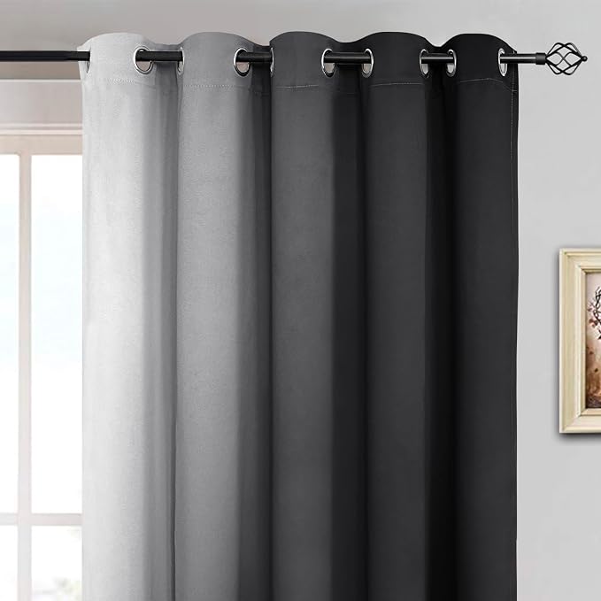 Yakamok Greyish White and Black Ombre Curtains - Image 3