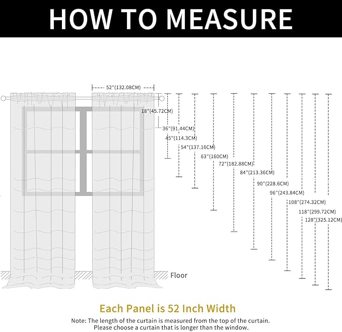 SpaceDresser Basic Rod Pocket Sheer Voile Window Curtain Panels Ivory 1 Pair 2 - Image 7