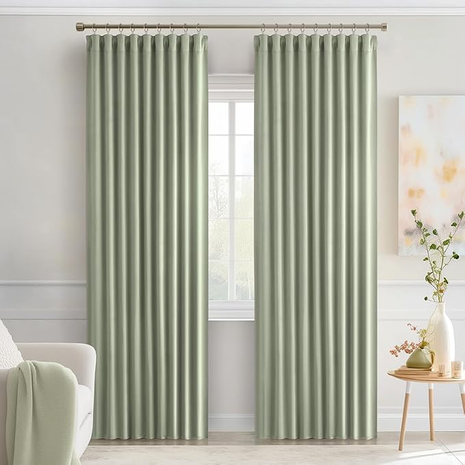 MIULEE Back Tab Sage Green Curtains 84 Inch Length 2 Panels Set - Image 9