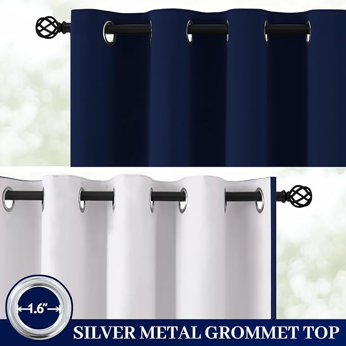 Yakamok 100% Blackout Curtain Panels 84 inches Cold and Light Blocking Drapes - Image 2