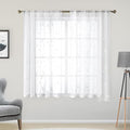 HOMEIDEAS White Sheer Kitchen Curtains 52 x 45 Inch Length 2 Panels Embroidered by HOMEIDEAS