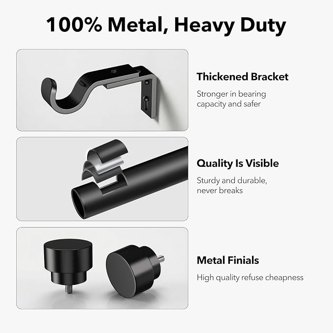 IFELS 2 Pack Heavy Duty Curtain Rods - Image 4