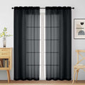 Halloween Black Sheer Curtains for Window 72 inches Long 2 Panels Set, Soft by Home