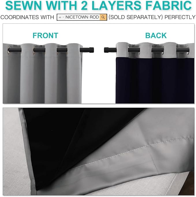 NICETOWN Full Shade Curtain Panels, Pair of Energy Smart & Noise Blocking Out - Image 5