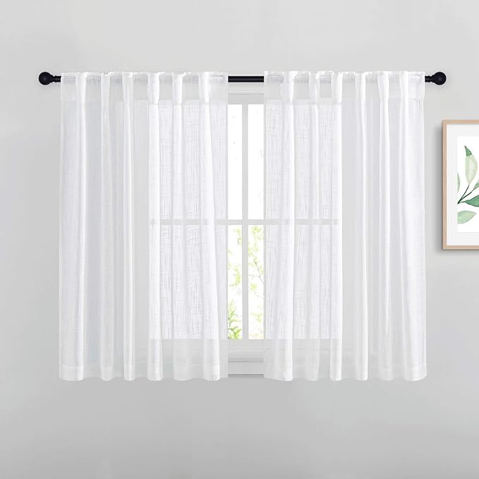 NICETOWN White Sheer Bathroom Curtains Window Treatments, Rod Pocket & Back Tab by NICETOWN