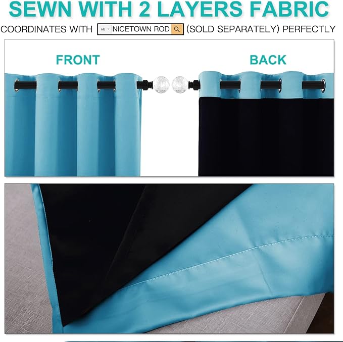 NICETOWN 100% Blackout Curtains 84 inches Long, Pair of Energy Smart & Noise - Image 5