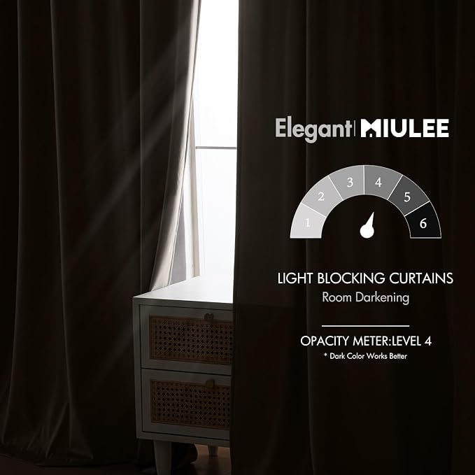 MIULEE Taupe Velvet Curtains 90 inches - Image 5