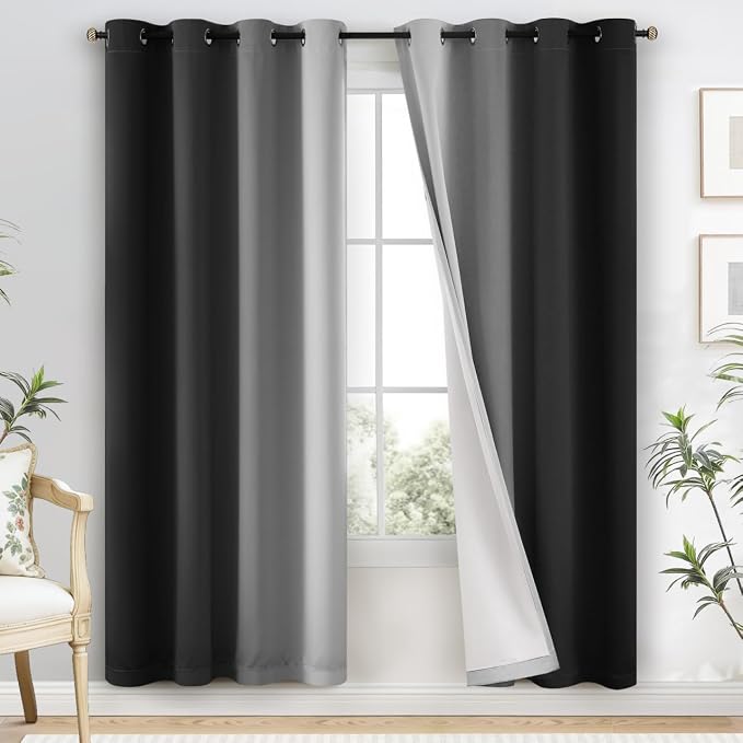 Yakamok 100% Blackout Curtains 72 Inch Length 2 Layers, Light Blocking Thermal by Yakamok