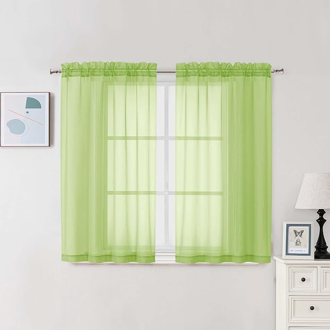 Chyhomenyc Sheer Curtains 54 Inch Long 2 Panels Set, Light Filtering Short Soft by Chyhomenyc