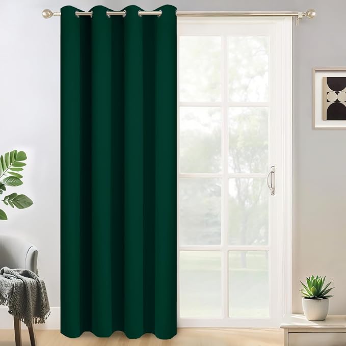 Yakamok Wide Thermal Blackout Patio Door Curtain Panel, Dark Green Grommet by Yakamok