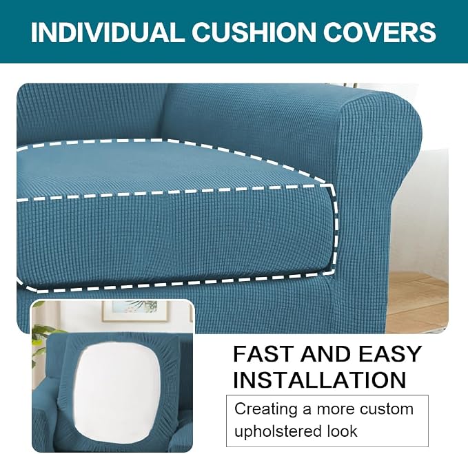 Turquoize 2 Piece Chair Covers Armchair Slipcovers - Image 5