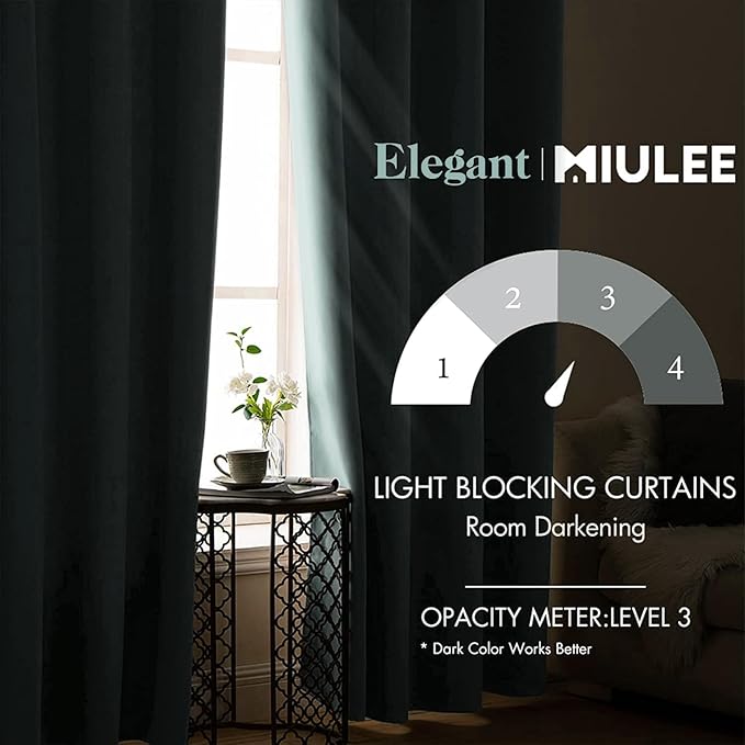 MIULEE Blackout Room Darkening Curtains Thermal Insulated Drapes Solid Window - Image 2